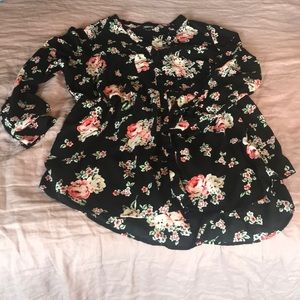 Black floral tunic shirt